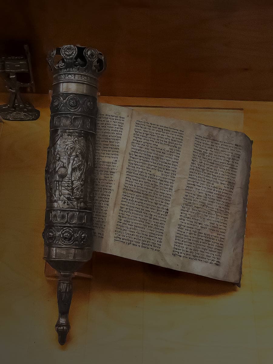 An museum exhibit of a Megillah (Book of Esther)